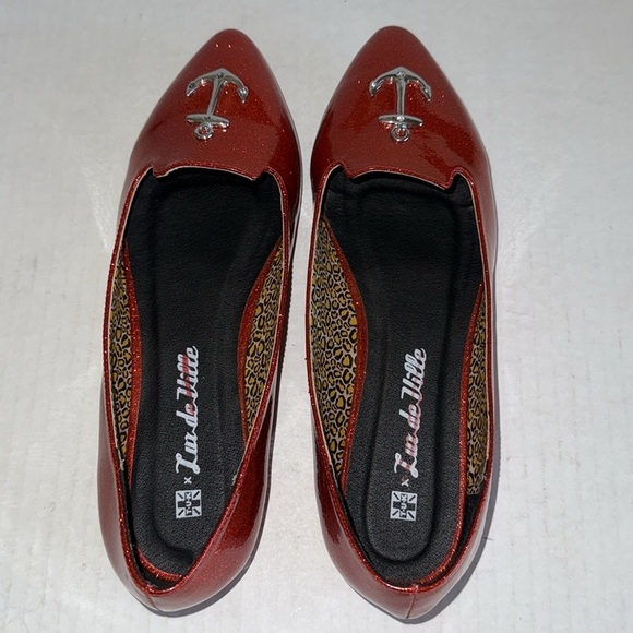 T.U.K. X Luxe De Ville Red Patent Anchor Flats - Picture 10 of 12